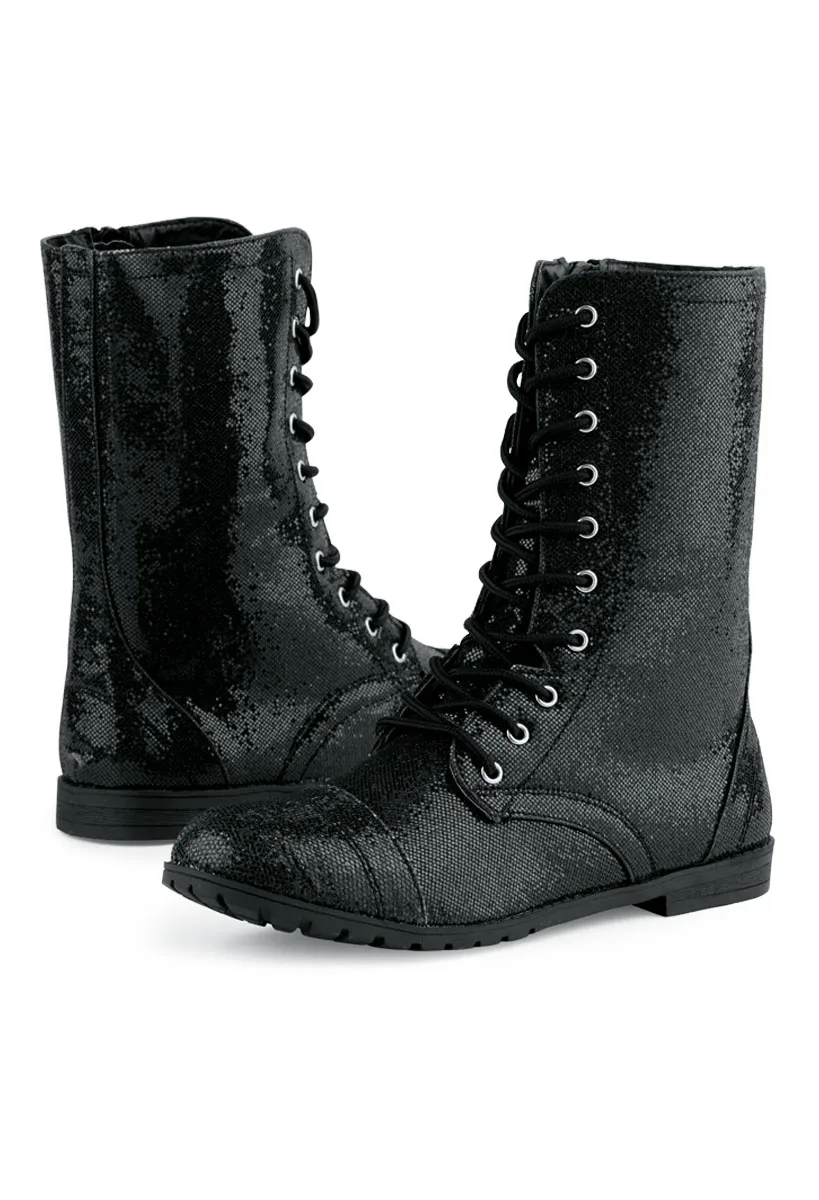 Glitter Combat Boots (Black)