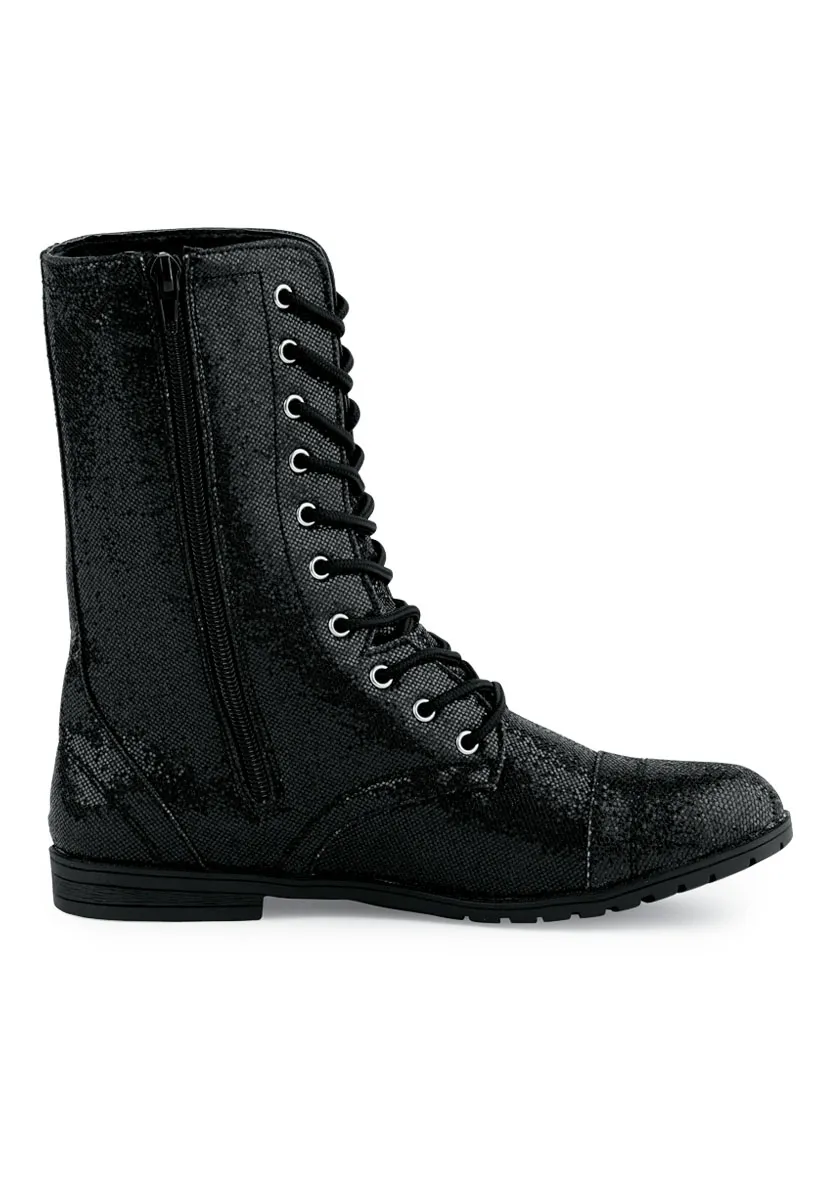 Glitter Combat Boots (Black)